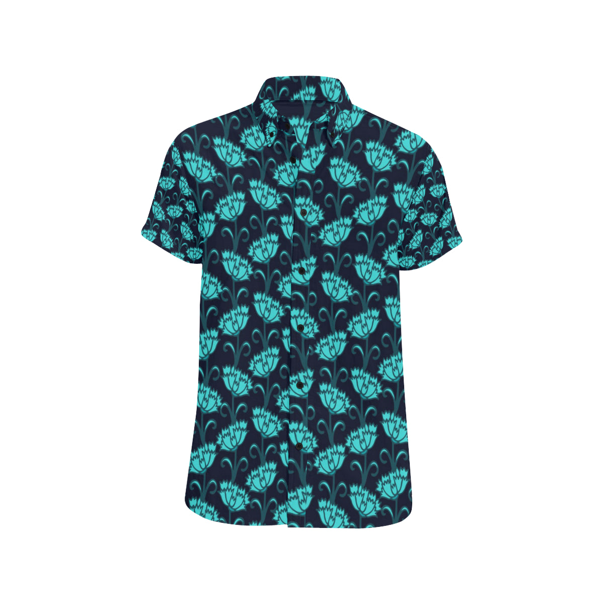 Carnations Pattern Print Design CN06 Men's Short Sleeve Button Up Shirt
