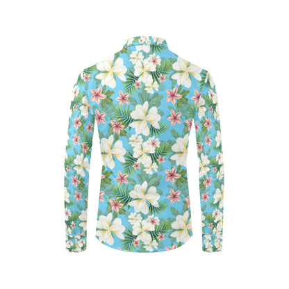 Plumeria Pattern Print Design PM028 Men's Long Sleeve Shirt