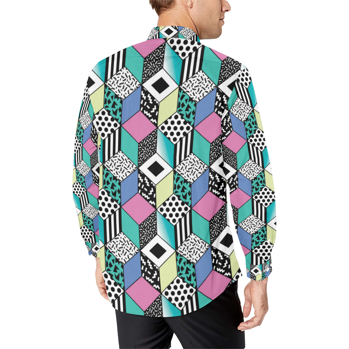 90s Pattern Print Design 3 Men's Long Sleeve Shirt