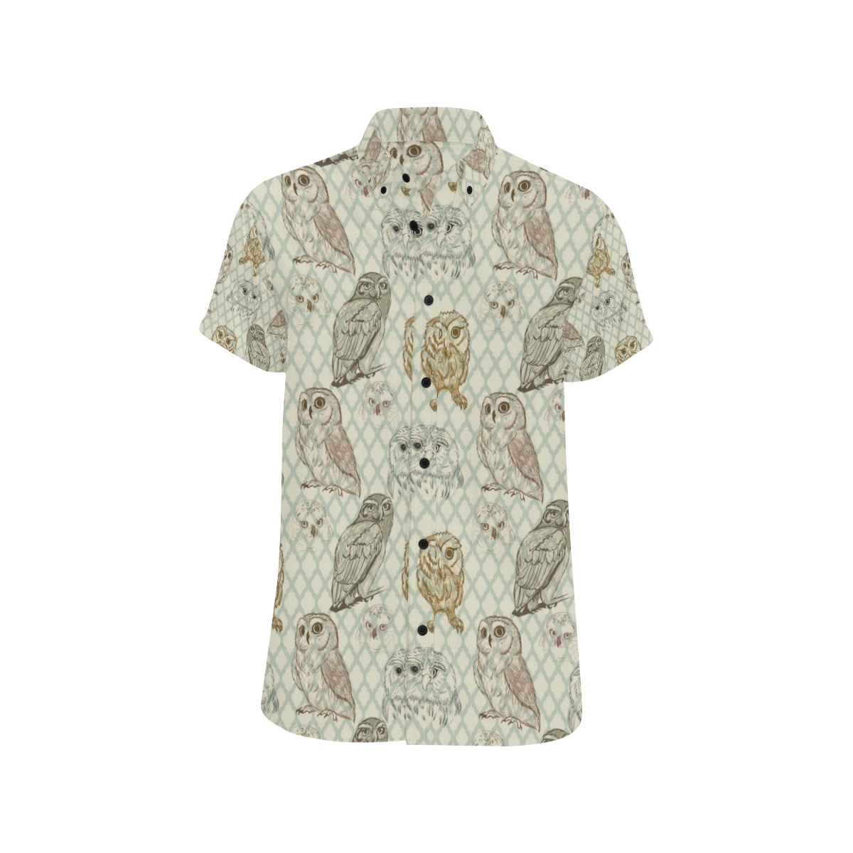Owl Pattern Print Design A03 Men's Short Sleeve Button Up Shirt