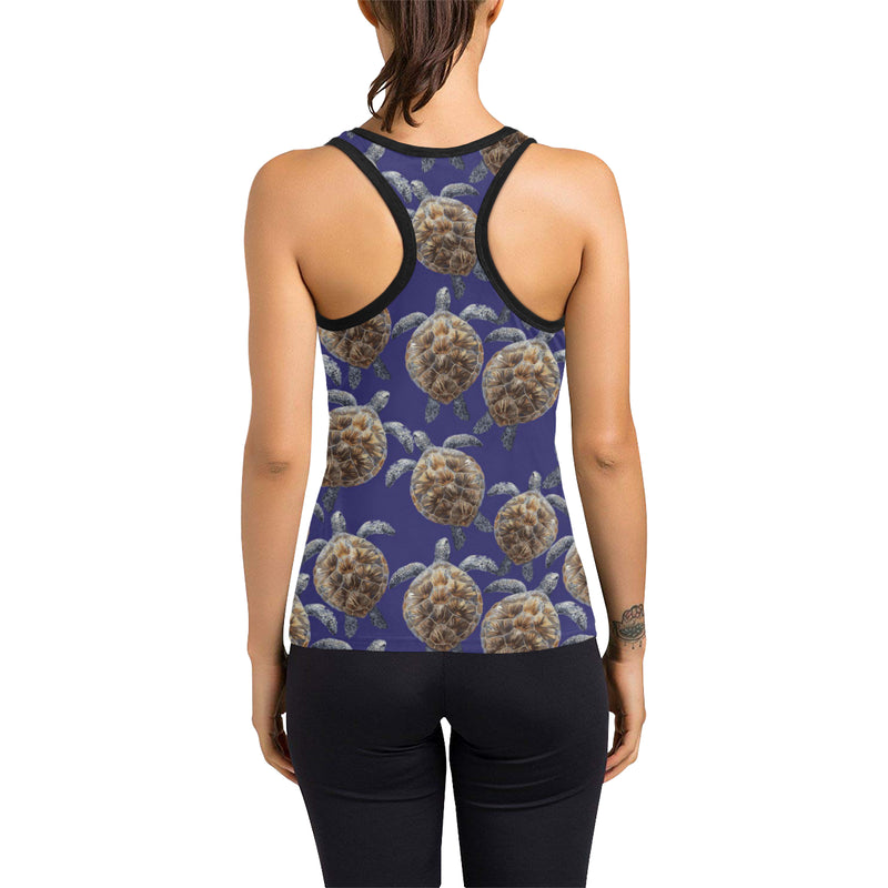 Sea Turtle Pattern Print Design T05 Women's Racerback Tank Top