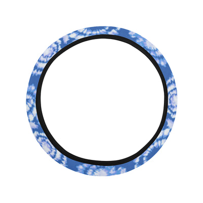 Tie Dye Blue Design Print Steering Wheel Cover with Elastic Edge