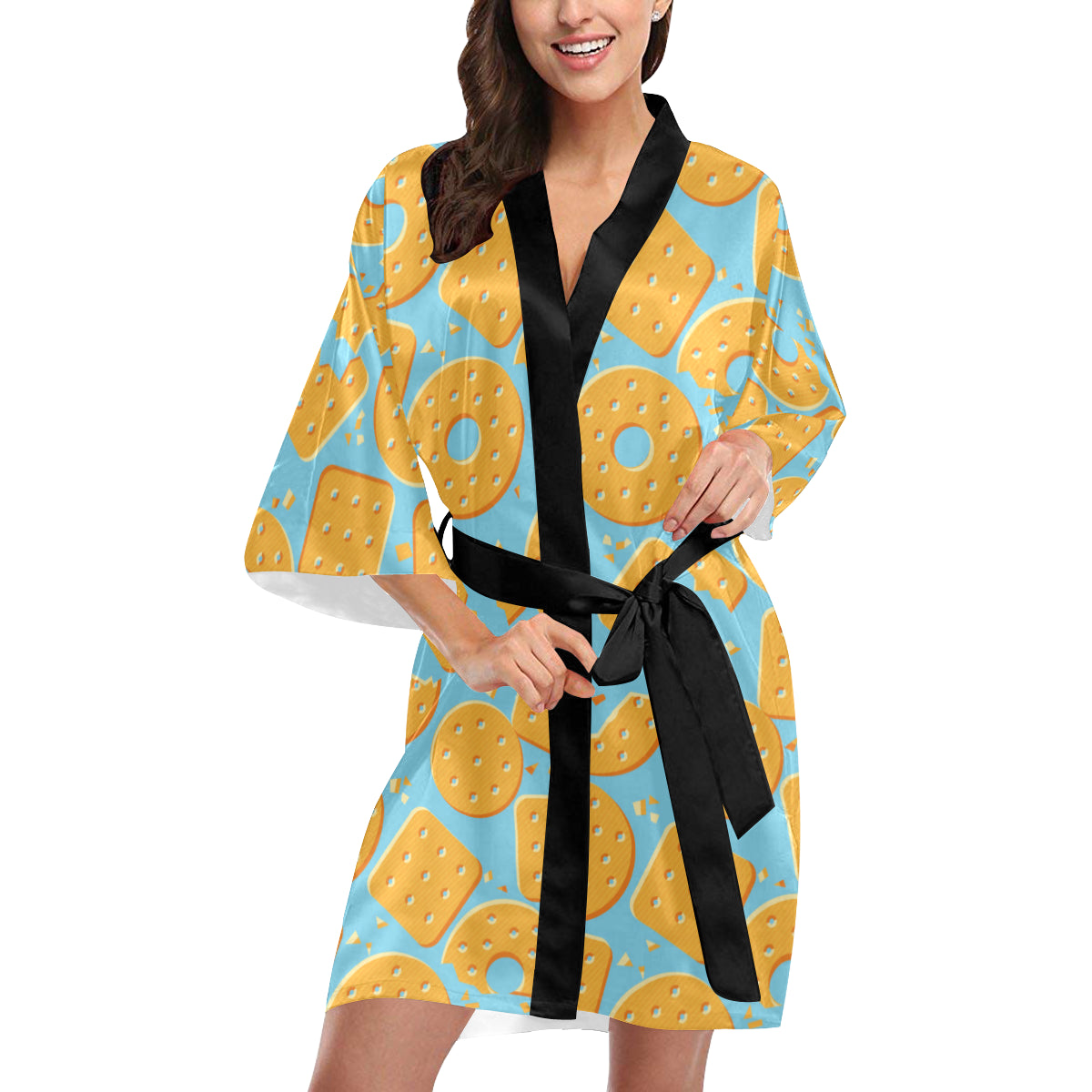 Cracker Pattern Print Design 02 Women's Short Kimono