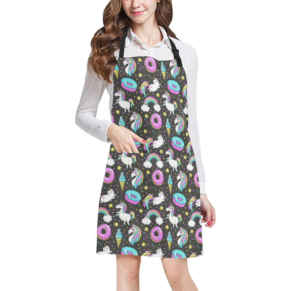 Donut Unicorn Pattern Print Design DN09 Apron with Pocket