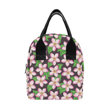 Pink Plumeria Pattern Print Design PM019 Insulated Lunch Bag