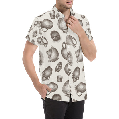Pottery Pattern Print Design A01 Men's Short Sleeve Button Up Shirt