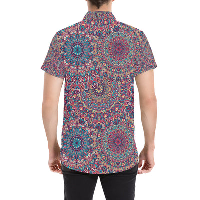 Boho Pattern Print Design 05 Men's Short Sleeve Button Up Shirt