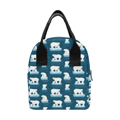Polar Bear Pattern Print Design PB02 Insulated Lunch Bag