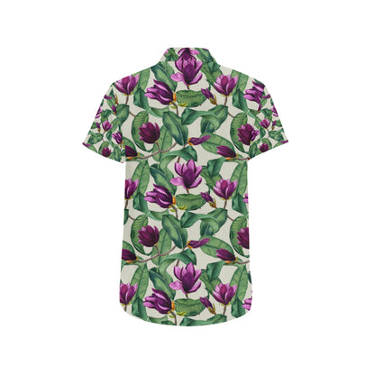 Magnolia Pattern Print Design MAG07 Men's Short Sleeve Button Up Shirt