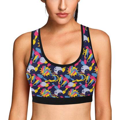 Bowling Pattern Print Design 02 Sports Bra