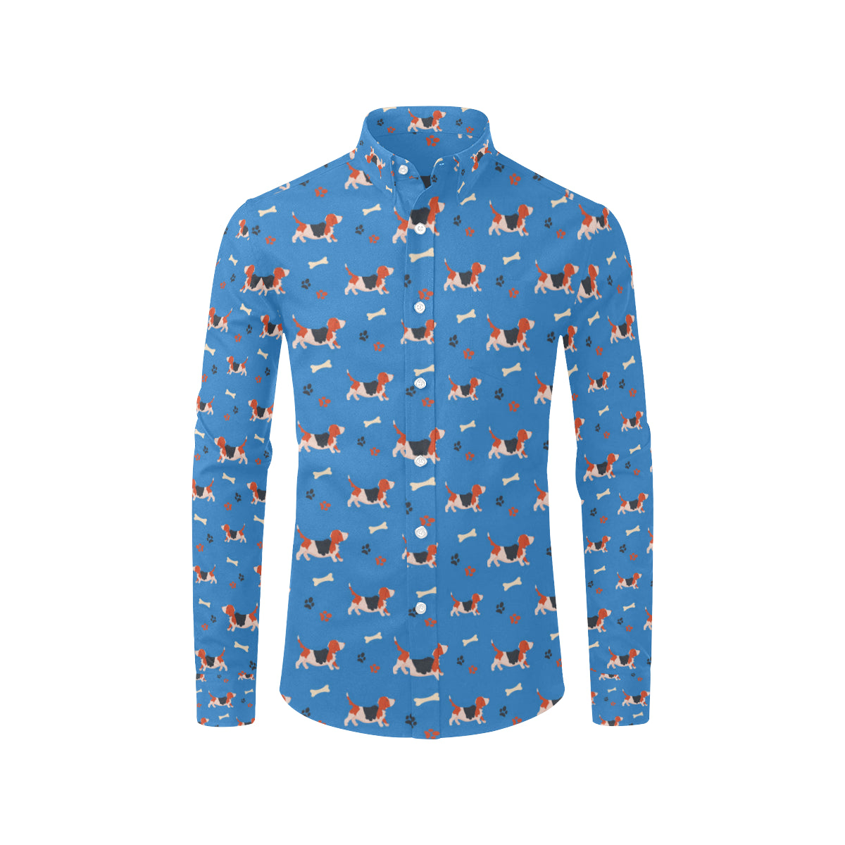 Basset Hound Pattern Print Design 02 Men's Long Sleeve Shirt
