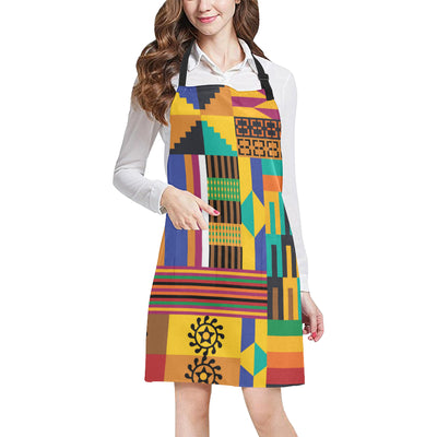 Kente Pattern Print Design 03 Apron with Pocket