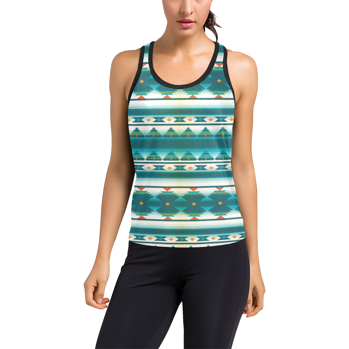 Blue Tribal Aztec Women's Racerback Tank Top