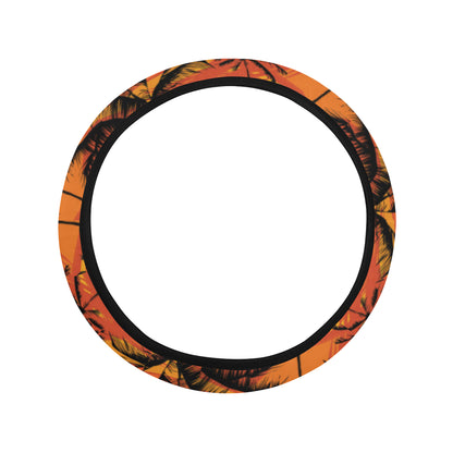 Palm Tree Pattern Print Design A02 Steering Wheel Cover with Elastic Edge