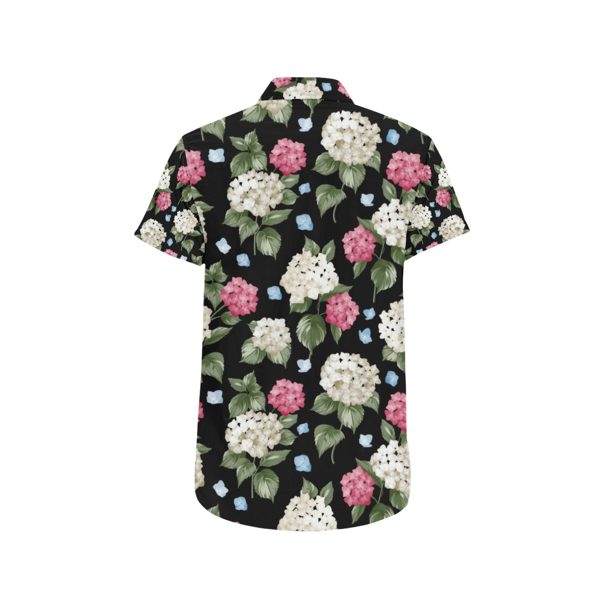 Hydrangea Pattern Print Design HD09 Men's Short Sleeve Button Up Shirt
