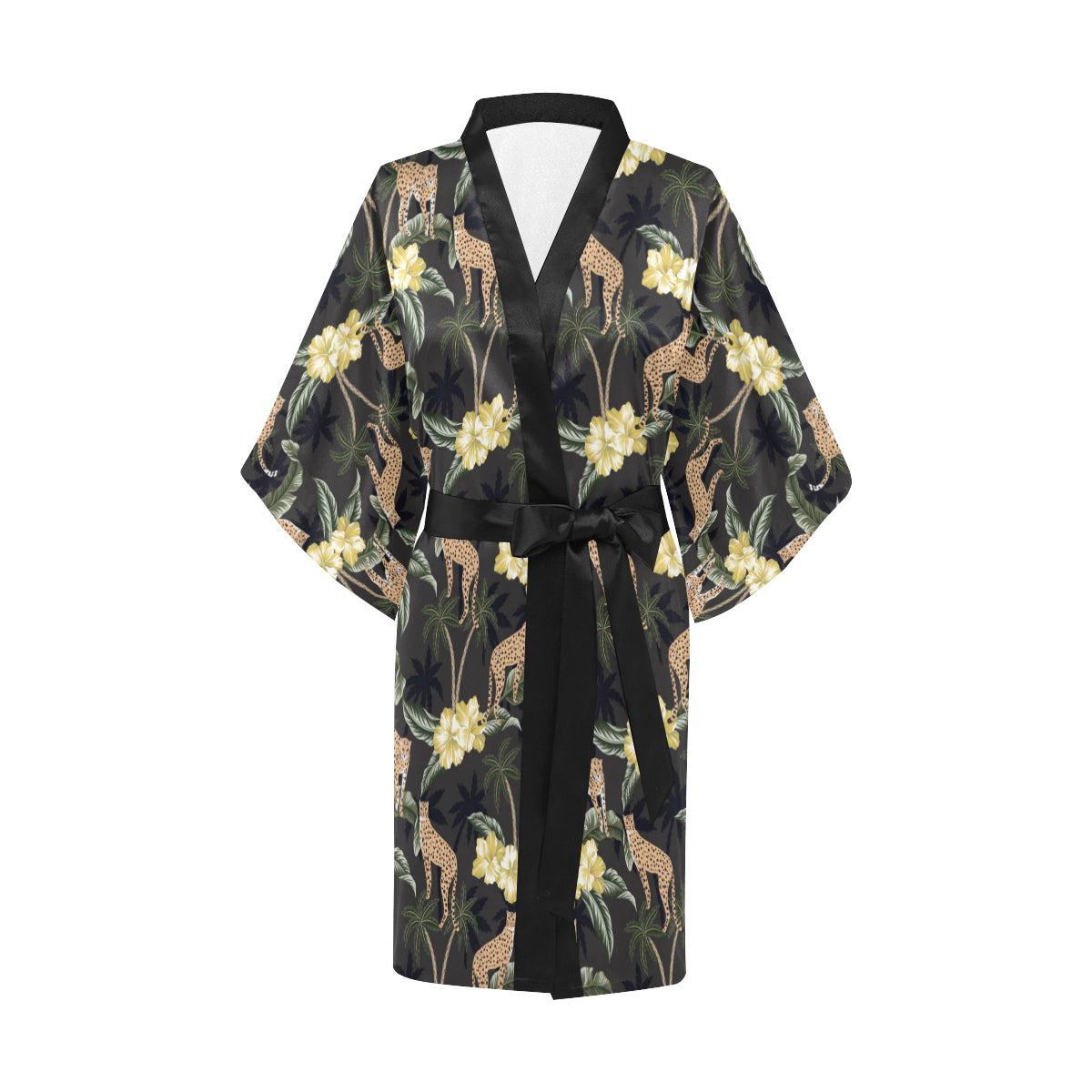 Cheetah Pattern Print Design 04 Women's Short Kimono