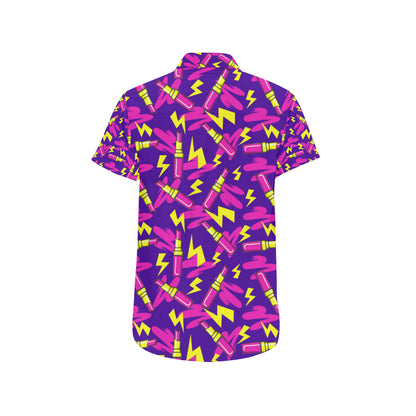 Lipstick Pattern Print Design LT04 Men's Short Sleeve Button Up Shirt