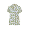 Daisy Yellow Print Pattern Men's Short Sleeve Button Up Shirt