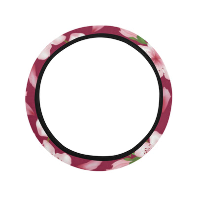 Cherry Blossom Pattern Print Design CB06 Steering Wheel Cover with Elastic Edge