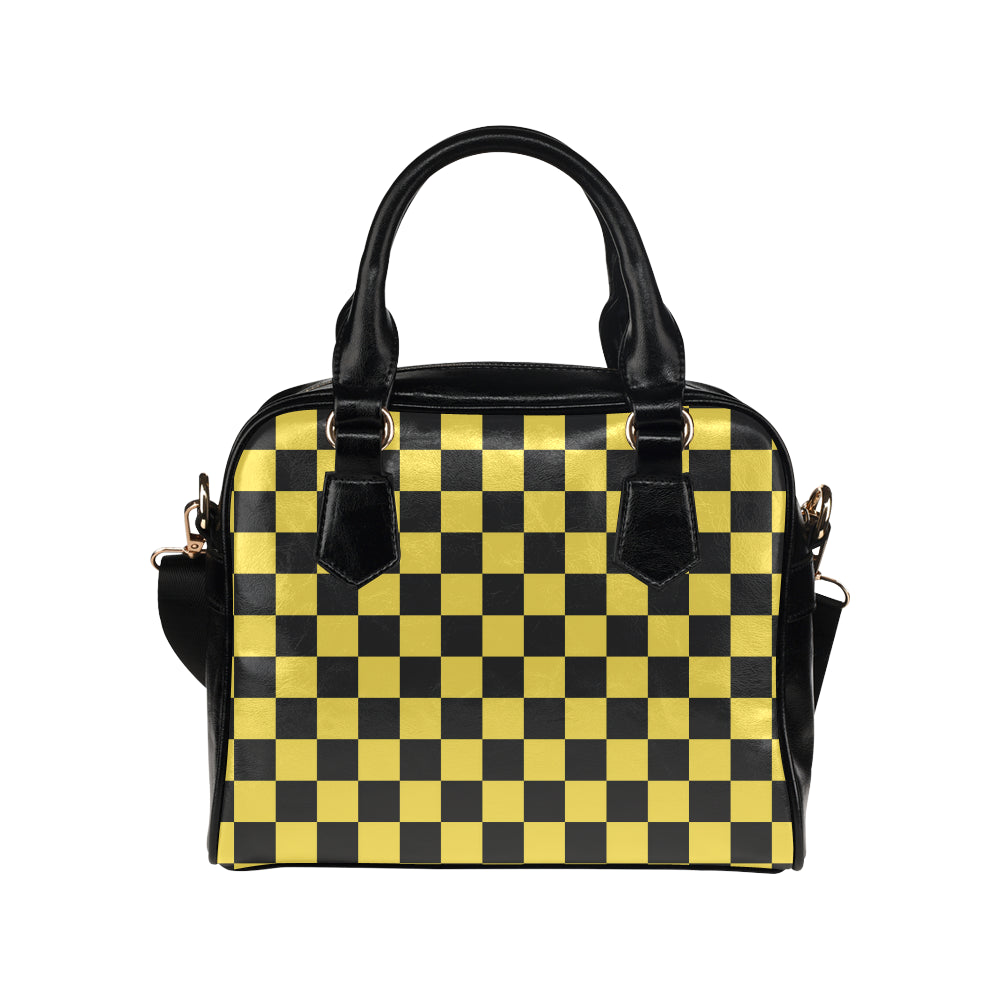 Checkered Yellow Pattern Print Design 03 Shoulder Handbag