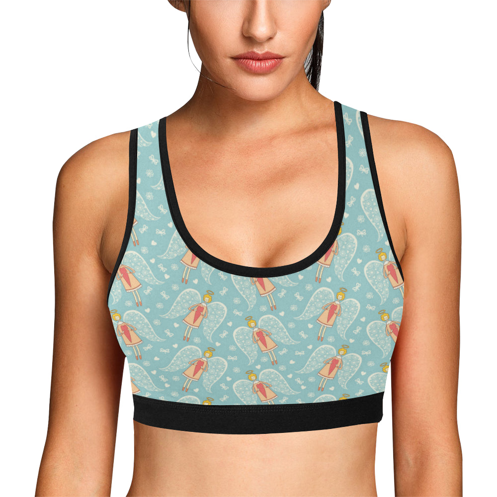 Angel Pattern Print Design 01 Sports Bra