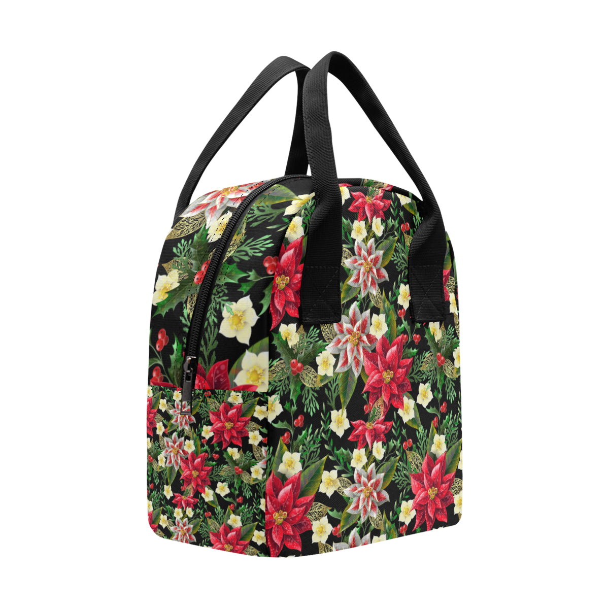Poinsettia Pattern Print Design POT05 Insulated Lunch Bag