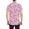 Cherry Blossom Pattern Print Design CB02 Men's Short Sleeve Button Up Shirt