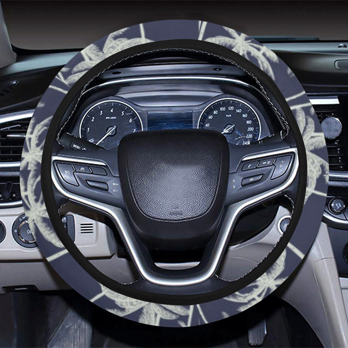 Palm Tree Pattern Print Design PT06 Steering Wheel Cover with Elastic Edge