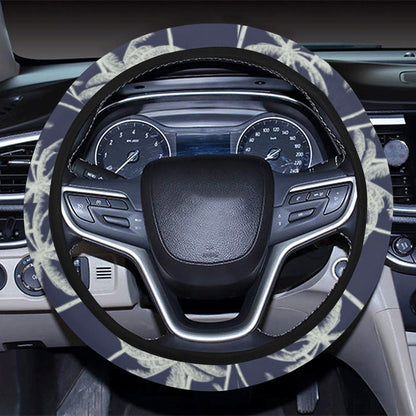 Palm Tree Pattern Print Design PT06 Steering Wheel Cover with Elastic Edge