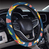 Surfboard Pattern Print Steering Wheel Cover with Elastic Edge