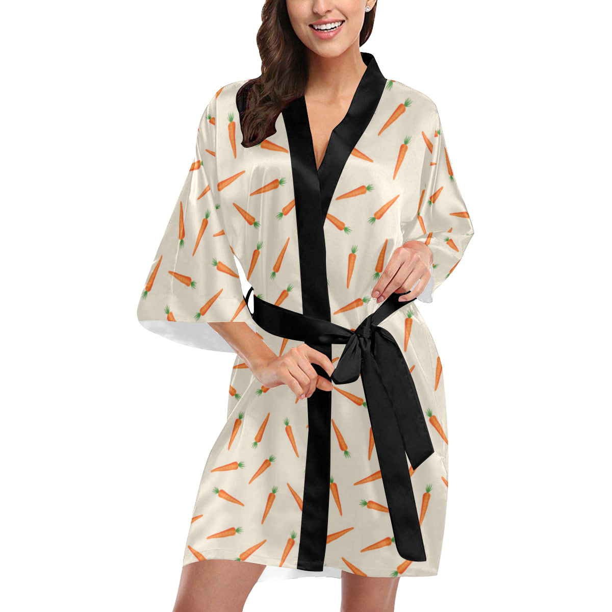 Carrot Pattern Print Design 07 Women's Short Kimono