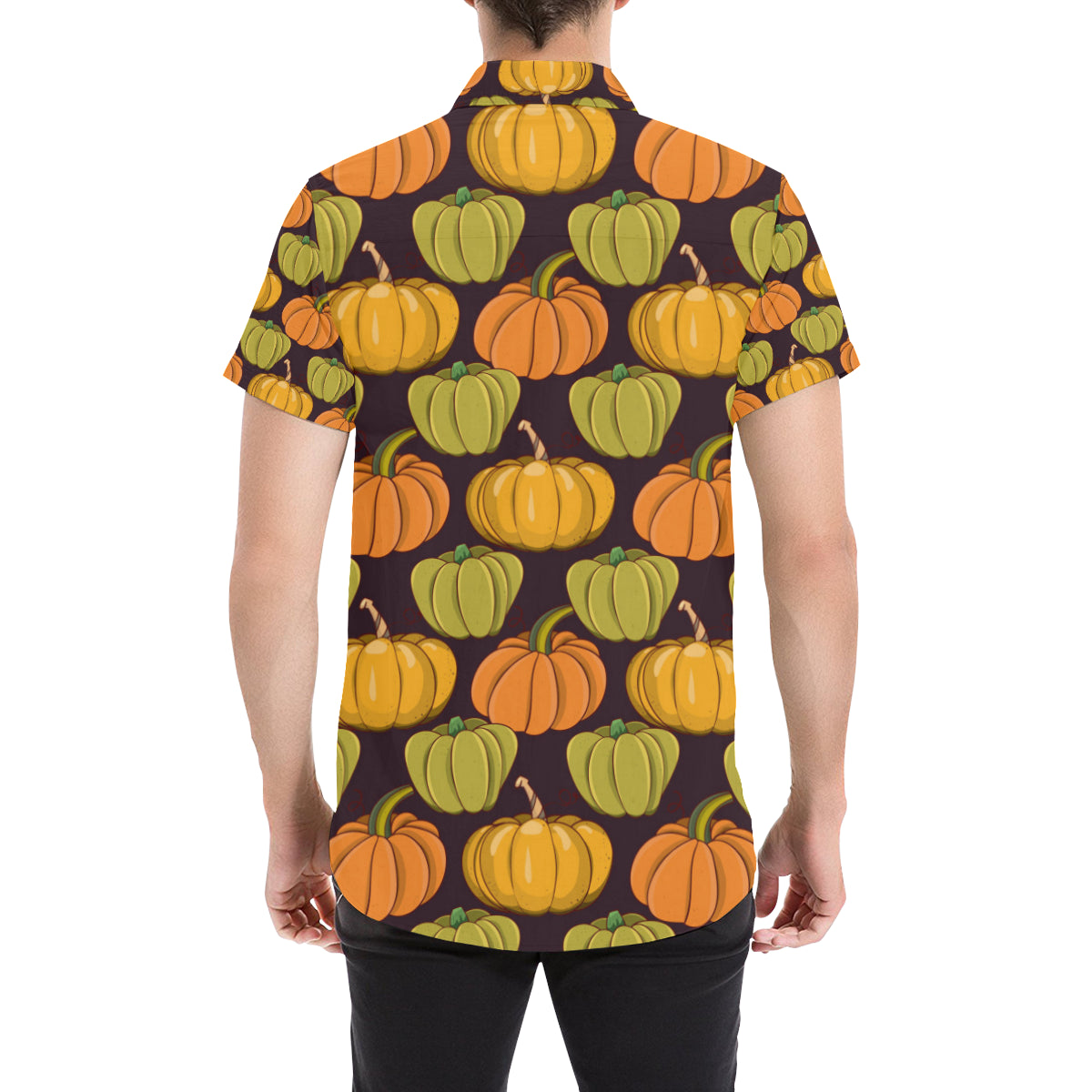 Pumpkin Pattern Print Design A01 Men's Short Sleeve Button Up Shirt