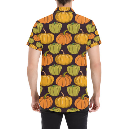 Pumpkin Pattern Print Design A01 Men's Short Sleeve Button Up Shirt