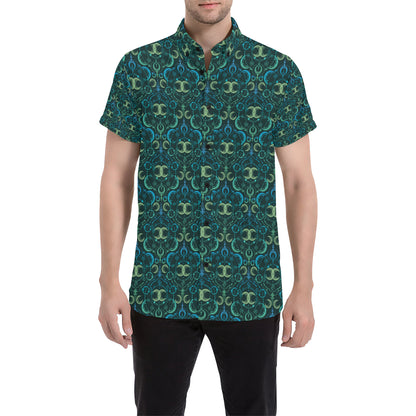 Celestial Pattern Print Design 07 Men's Short Sleeve Button Up Shirt