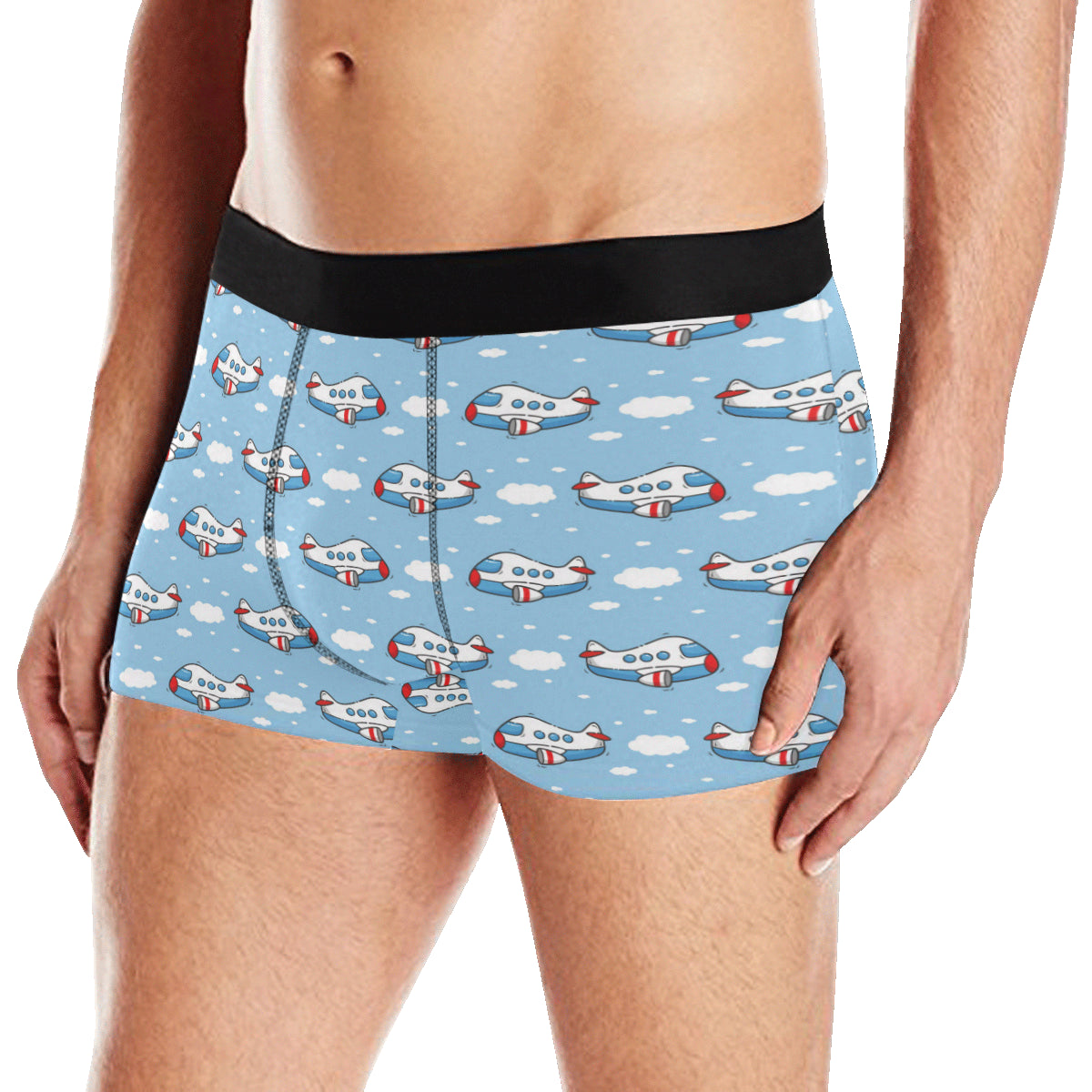 Airplane Cartoon Pattern Print Design 07 Men's Boxer Briefs