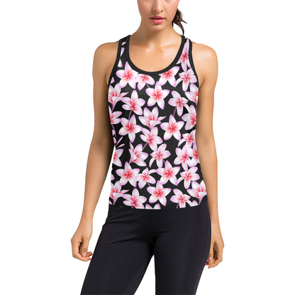 Pink Plumeria Pattern Print Design PM09 Women's Racerback Tank Top