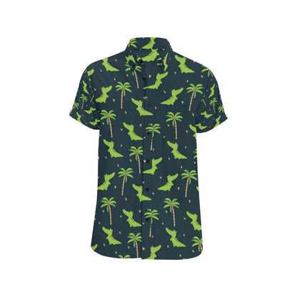 Alligator Pattern Print Design 02 Men's Short Sleeve Button Up Shirt