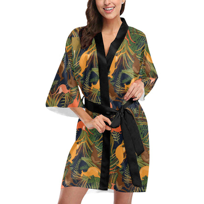 Kangaroos Pattern Print Design 07 Women's Short Kimono