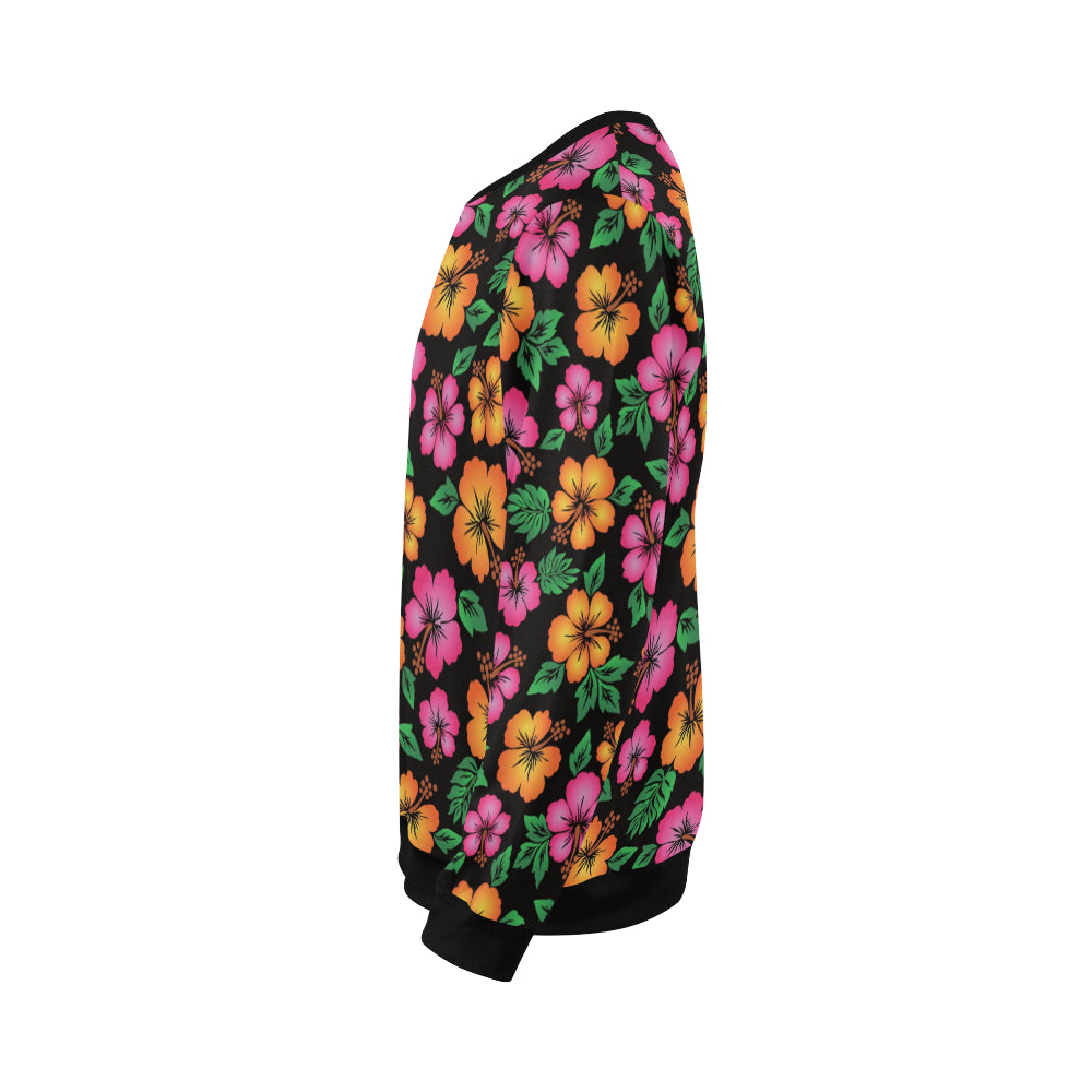 Hibiscus Pattern Print Design HB029 Men Long Sleeve Sweatshirt