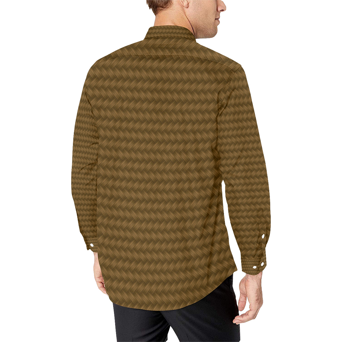 Cable Knit Pattern Print Design 02 Men's Long Sleeve Shirt