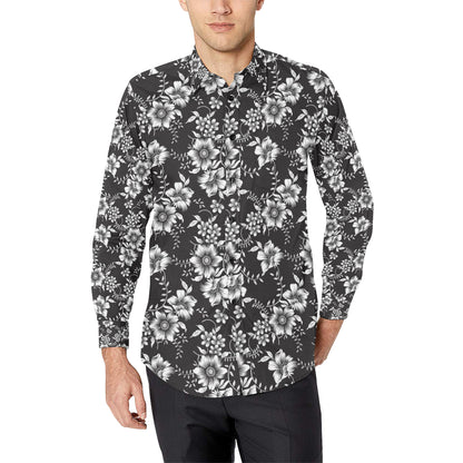 Gerberas Pattern Print Design GB02 Men's Long Sleeve Shirt