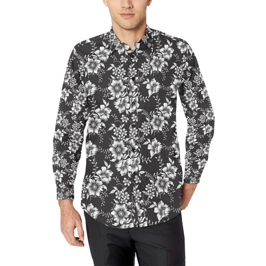 Gerberas Pattern Print Design GB02 Men's Long Sleeve Shirt