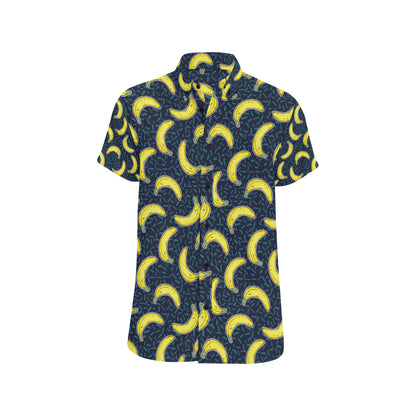 Banana Pattern Print Design BA09 Men's Short Sleeve Button Up Shirt