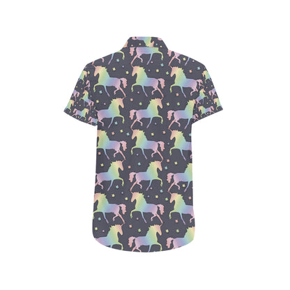 Rainbow Pattern Print Design A05 Men's Short Sleeve Button Up Shirt