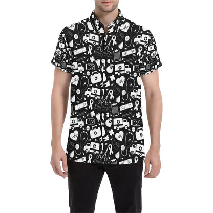 Medical Pattern Print Design 01 Men's Short Sleeve Button Up Shirt