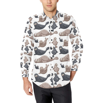 Sea Lion Pattern Print Design 02 Men's Long Sleeve Shirt