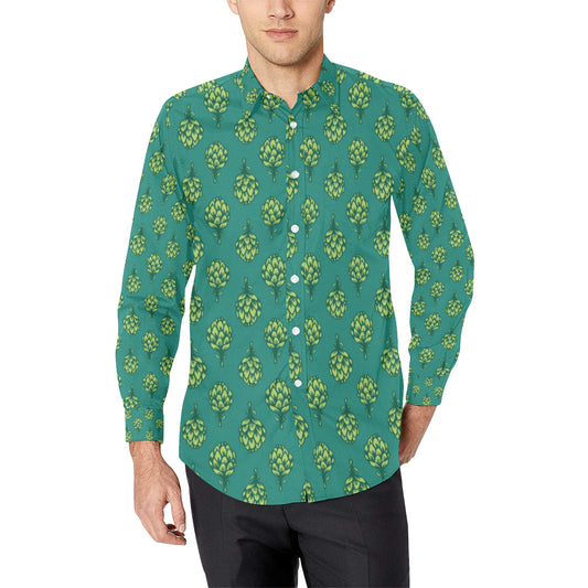 Artichoke Pattern Print Design 04 Men's Long Sleeve Shirt