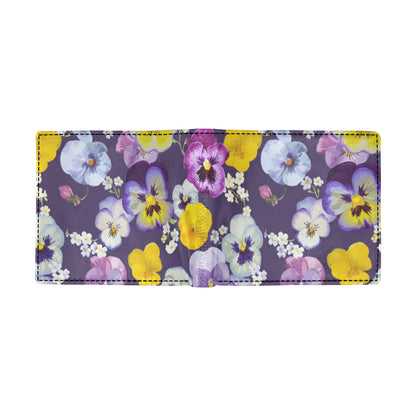 Pansy Pattern Print Design PS02 Men's ID Card Wallet