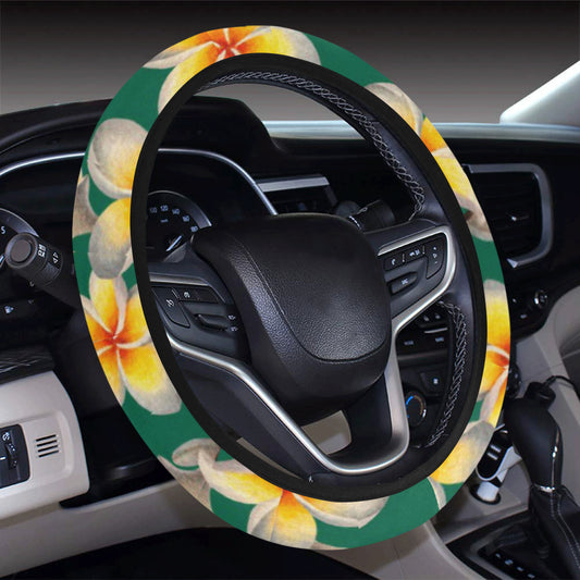 Plumeria Pattern Print Design PM07 Steering Wheel Cover with Elastic Edge