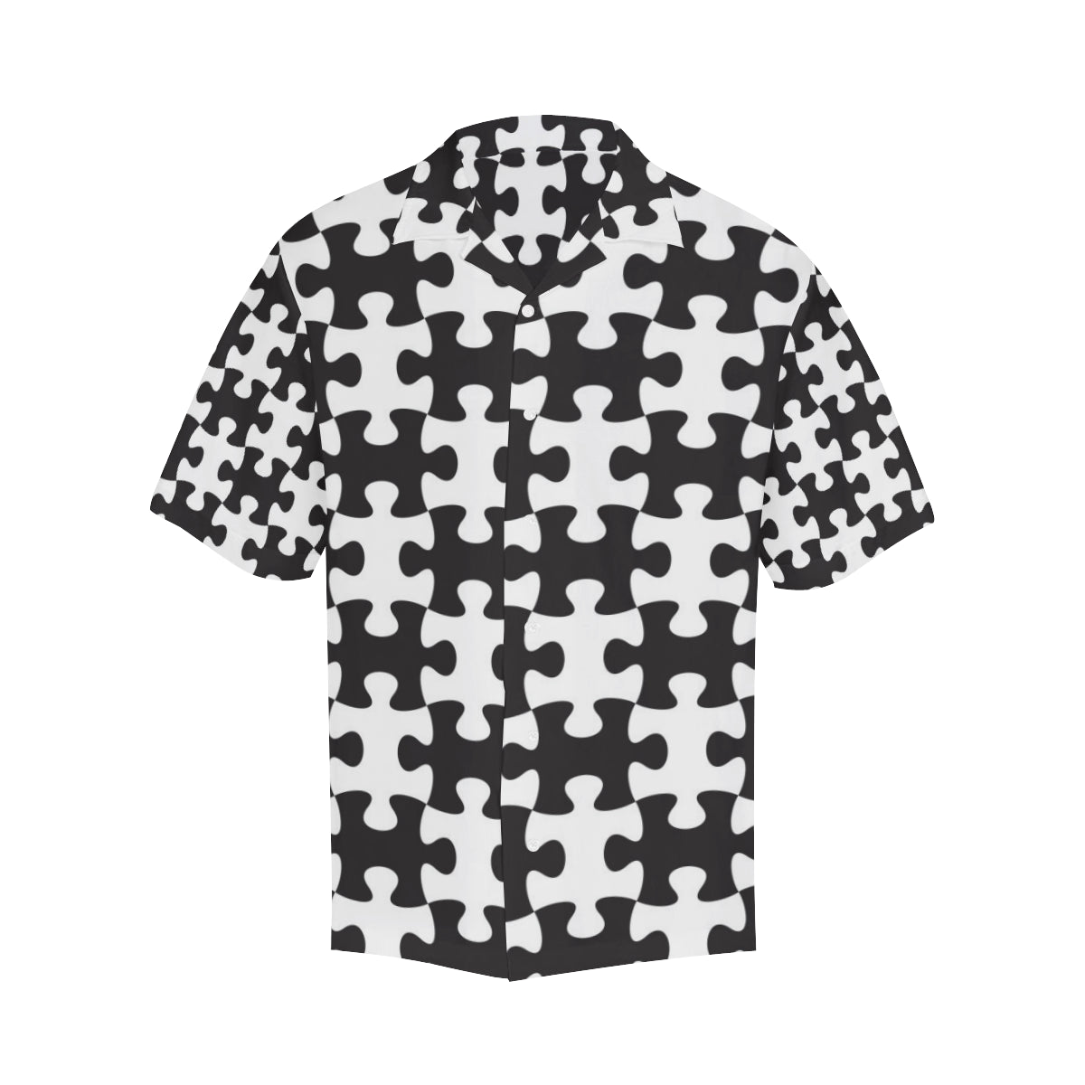Puzzle Black White Pattern Print Design A02 Men's Hawaiian Shirt